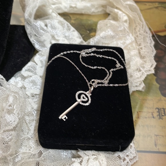 Sterling Diamond Key Pendant Necklace - Picture 4 of 8